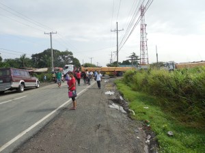 Truck blocking roadway!  Had to walk around it and hop on another bus.