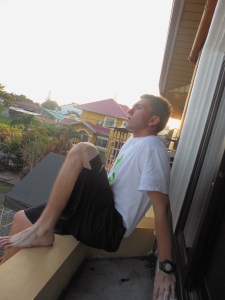 Elder Burbidge resting on P-Day.