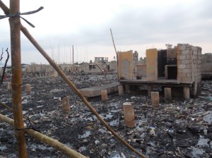 Burned area - many families were displaced and had to seek shelter elsewhere.